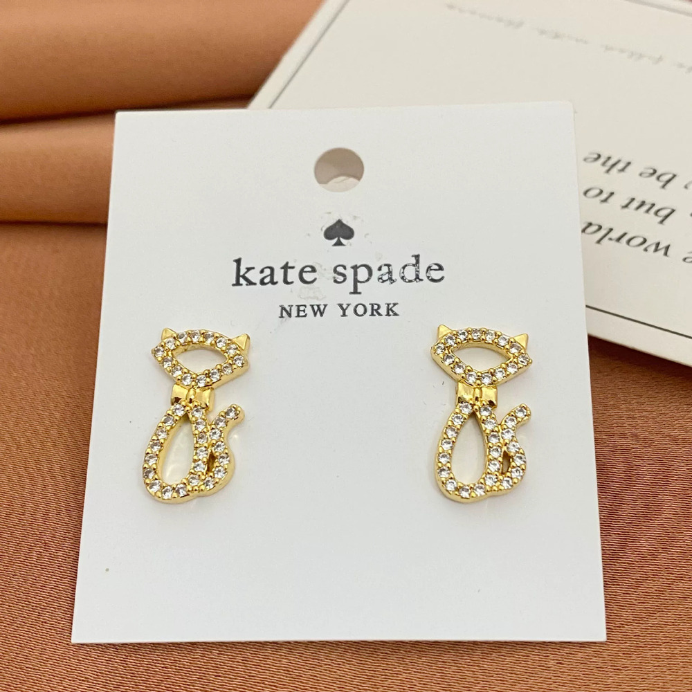 Kate SPADE Kitten Hollow Stud Earrings Rhinestone Metal